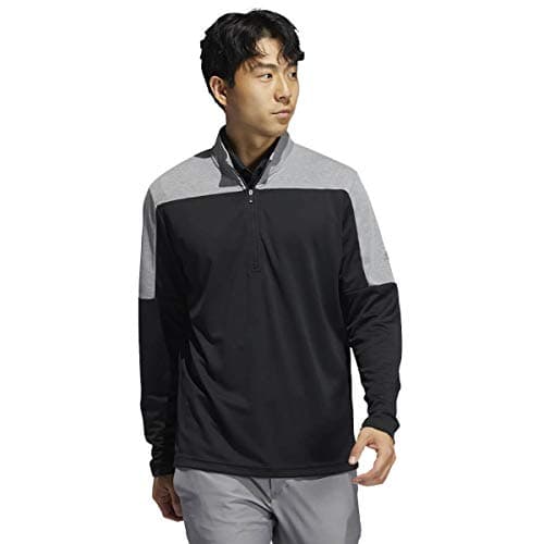 Image of adidas Golf Mens 1/4 Zip UPF Lightweight Sweater - Black Mel - M