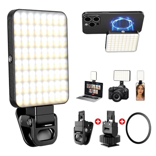 Image of 128 LED Rechargeable Portable Selfie Light Video Conference Lighting with Clip and Camera Tripod Adapter, 3 Lighting Modes, for Laptop/Phone, iPhone Camera, Youtube, TikTok, Makeup Vlog