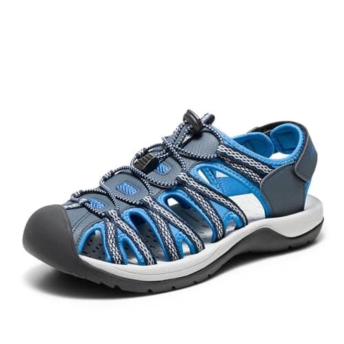 Image of DREAM PAIRS Men' s Sandals, Sport Outdoor Sandals Casual Summer Athletic Beach Sandals for Travel, Walking and Hiking with Durable Closed Toe Shoes,160912-M-NEW,Navy/Royal,8 UK /9 US
