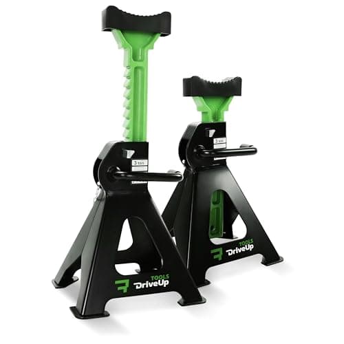 Image of DRIVEUPTOOLS Axle Stands 3 Tons with Rubber Pad | Stabilizing Jack Stands Pack of 2 | Lifting Height 11.6-16.7 Inches | Car Lift | Heavy-Duty Car Stands 3 Tons (6,600 lbs) | Durable Axle Stands (x2)