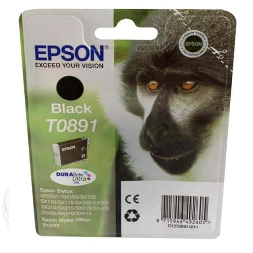 Image of Epson C13T08914011 - T0891 - Black - original - blister - ink cartridge - for Stylus S21, SX110, SX115, SX210, SX215, SX218, SX400, SX410, SX415, Stylus Office BX300