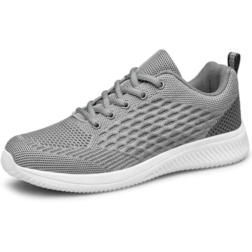 Image of Raoendis Mens Trainers Sport Sneakers Mesh Breathable Running Shoes, Lightweight Comfortable Athletic Tennis Trainers for Gym Walking Jogging Grey Size 8