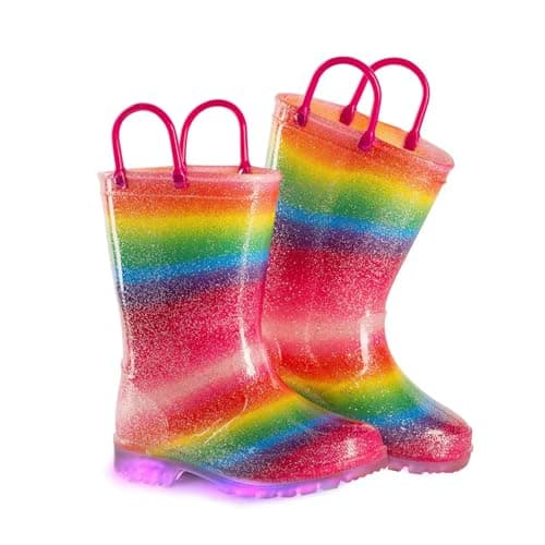 Image of EUXTERPA Kids Wellies for Boys Girls, Waterproof Wellington Boots Kid Wellies Non-Slip Rain Boots for Kids Childrens Outdoor Garden Shoes Size 8 Child