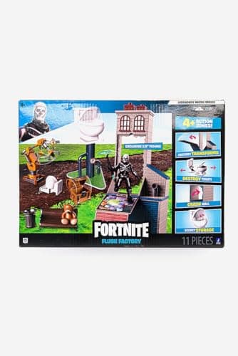Image of Fortnite FNT0990 Micro Legendary Series POI Flush Factory-Includes Playset, Accessories & 2.5-Inch Skull Trooper Figure, Multicolor