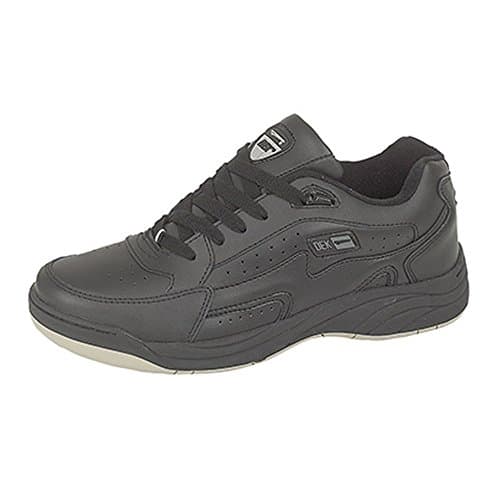 Image of Dek - Dek ORLEANS Fuller Wide Fittifng Lace Up Ultra Padded Trainers - Black Coated Action Leather/PU, Mens UK 8 / EU 42