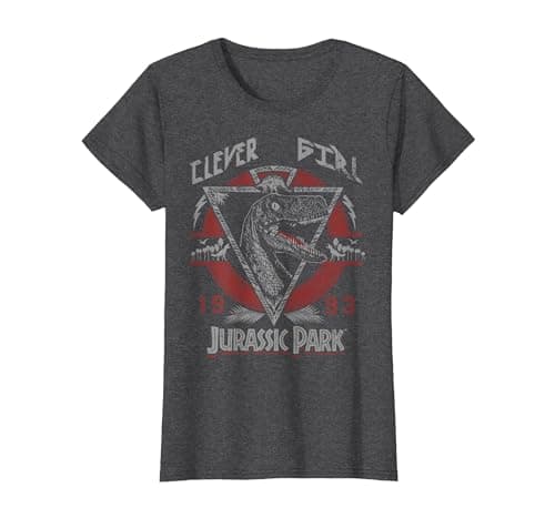 Image of Jurassic Park Clever Girl 1993 Retro Logo Poster T-Shirt, Women, Dark Heather Grey, XX-Large