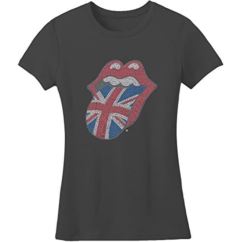 Image of The Rolling Stones Women's Classic UK Tongue Short Sleeve T-Shirt, Black, Size 8 (Manufacturer Size:Small)