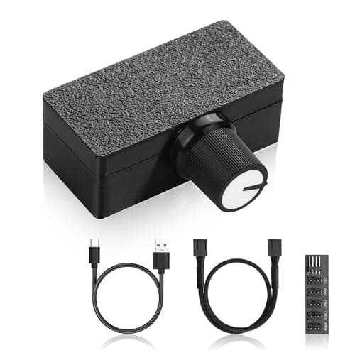 Image of SinLoon 8W 4Pin PWM Fan Controller, with 4-Pin 1/5 Fan Hub and Type-C Power Supply Cable and Speed Adjustment Knob, PC Case Built-in Fan Power Extension Cable, Suitable for CPU Case Cooling