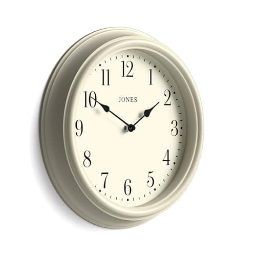Image of Jones Clocks® Venetian wall clock | Classic round clock | 30cm | Pale cream | Arabic numerals | Traditional design ideal for kitchen, living room or bedroom
