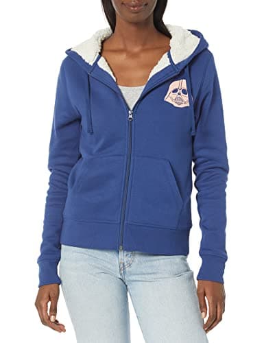 Image of Amazon Essentials Disney | Marvel | Star Wars | Princess Women's Fleece Sherpa-Lined Full-Zip Hoodies, Star Wars Darth, XS