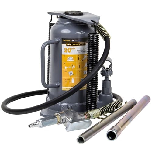Image of WINNTEC 20 Ton Pneumatic Air Bottle Jack, 245mm to 475mm Lifting Height with a 80mm Screw Extension