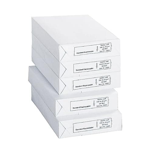 Image of Schäfer Shop Copy Paper A4, 80 g/m² Paper, Printer Paper, Laser Paper, Inkjet Paper, Fax Paper, 2500 Sheets, 5 Packs of 500 Sheets, White