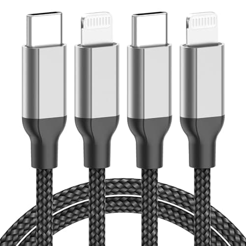 Image of Acecene 2 Pack USB C to Lightning Cable 2M, Long iPhone Charging Cable USB C PD Fast Charging Type C Lightning Cord For iPhone 14 13 12 11 Pro Max X SE 8 7 6 Plus, Black