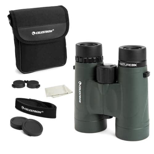 Image of Celestron 71333 Nature DX 10x42mm Binoculars with Multi-Coated Lens, BaK-4 Prism Glass and Carry Case, Green
