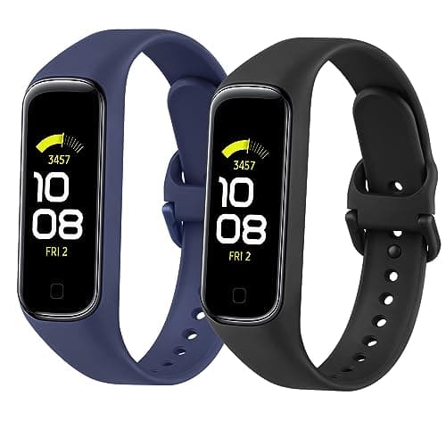 Image of Meliya Silicone Strap for Samsung Galaxy Fit 2 Watch Straps, 2 Pack Breathable Replacement Wristband Samsung Fit 2,Black+Navy