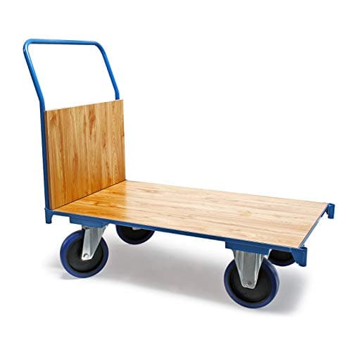 Image of Platform Transport Trolley 100 x 60 cm & 600 kg Carrying Capacity with Parking Brake & Rubber Wheels