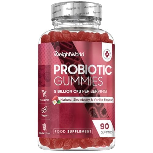 Image of Probiotic Gummies with Prebiotics - 5 Billion CFU - 45 Days Supply - 90 Vegan Gummies - Natural Strawberry & Vanilla Flavour - Spore-Forming Bacillus Coagulans Strain & Prebiotic Fibre Inulin
