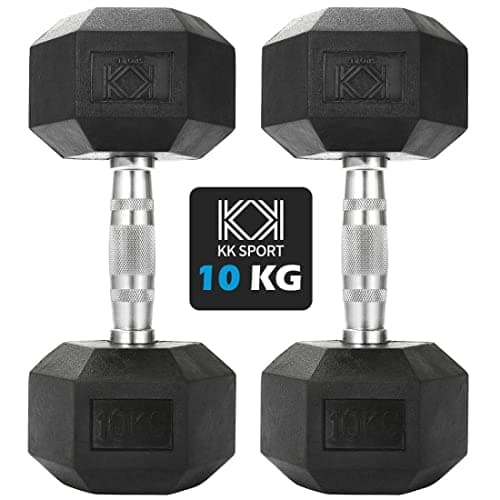 Image of KK Hex Dumbbell Set - Dumbbell Weights For Weight Training - Hex Dumbbells Set With Rubber-Coated Heads, Stainless-Steel Core & Knurled Chrome Handle