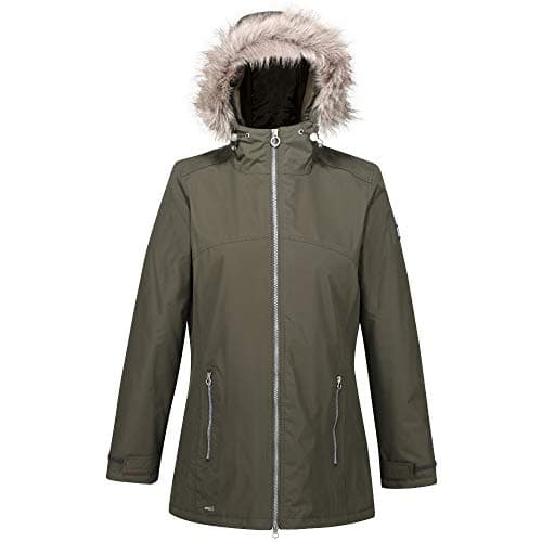 Image of Regatta MYLA Waterproof Breathable Taped Seams Lined Insulated Jacket with Security Pocket Jacket - Dark Khaki/Neutral, 10