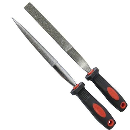 Image of 2PC DIAMOND FILE SET NEEDLE HALF ROUND TAPERED & FLAT STONE METAL GLASS 120MM