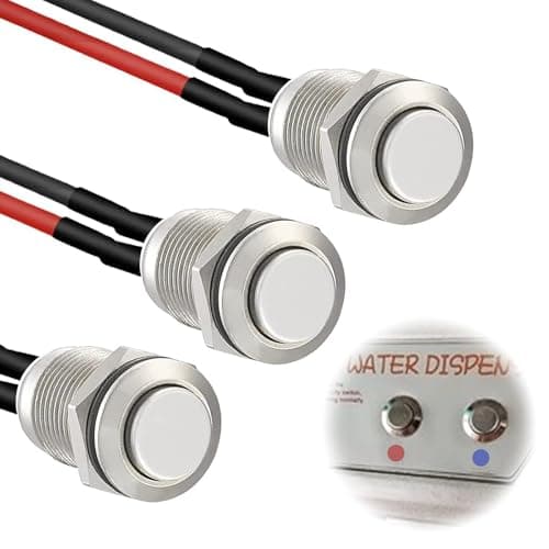 Image of 3 Pcs Prewired Momentary Round Push Buttons 12mm Waterproof Stainless Steel Push Button Switch, Metal On Off Start Button for Car Trumpet PC Doorbell