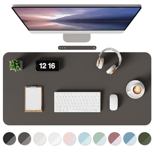 Image of MOLMO Non-Slip Desk Mat, Waterproof Desk Pad Table Protector, Easy Clean Laptop Mat Large Mouse Pad Leather Writing Mat with Suede for Office /Home/Decor (Dark Grey, 80 x 40 cm)