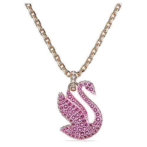 Image of Swarovski Iconic Swan pendant, Swan, Medium, Pink, Rose gold-tone plated
