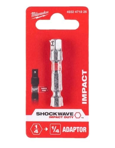 Image of Milwaukee Socket Wrench Insert Shockwave 50mm 1/4" Hex to 1/4" Square