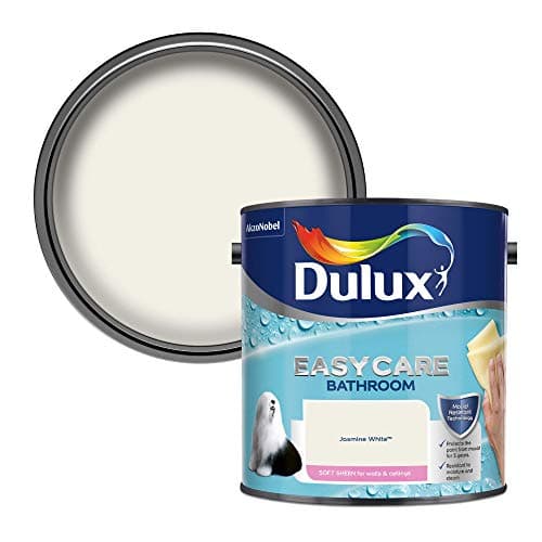Image of Dulux Easycare Bathroom Soft Sheen Emulsion Paint for Walls and Ceilings - Jasmine White 2.5 litres
