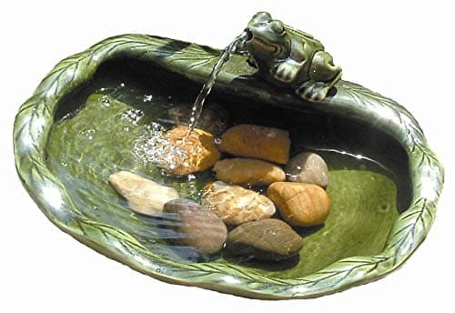Image of Smart Solar 22300M01 Frog Glazed Ceramic Water Feature - Green