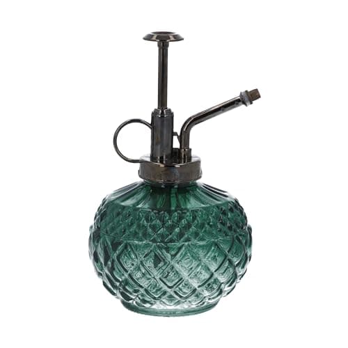 Image of Gisela Graham Dark Green Crystal Cut Glass Plant Mister Spray Bottle