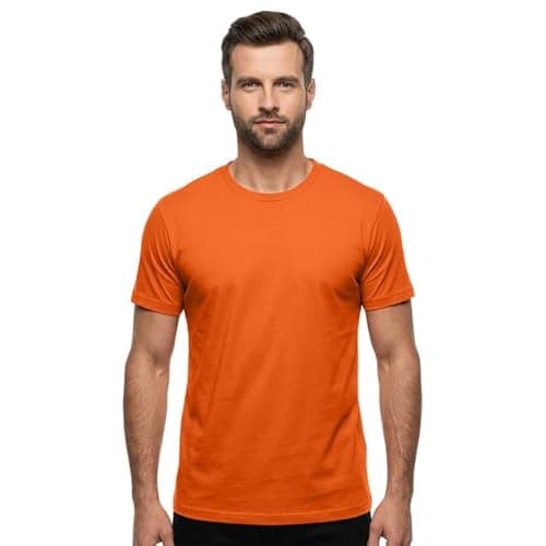 Image of Plain T Shirt Luxury Fine Organic Ringspun Cotton Men's t-Shirt(XXL, Orange)