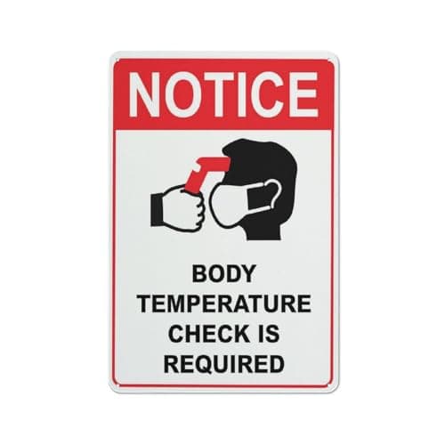 Image of Notice Body Temperature Check Is Required Red Sign Safe Sign, Signs Outdoor, 12 X 8 In, Sign For Home, Business, Driveway Alert