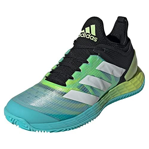 Image of adidas Women's Adizero Ubersonic 4 Clay Tennis Shoe, Black/White/Pulse Lime, 9.5