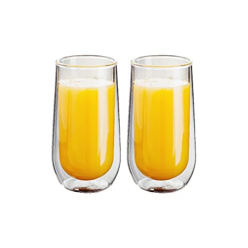 Image of Judge Double Walled Glass Cocktail Highball Cups, Set of 2, 330ml - Vacuum Insulated, Handcrafted Artisan - Strong, Heat Resistant