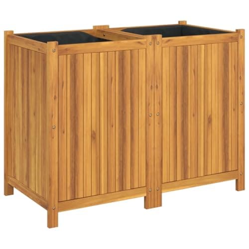 Image of vidaXL Solid Acacia Wood Garden Planter with Liner - Outdoor Rectangular Flower Pot Box 100x50x75 cm for Patio, Balcony, Garden