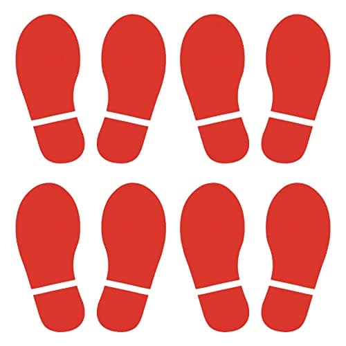 Image of PATIKIL 10x3.7" Footprint Sticker, 4 Pairs PVC Shoes Floor Decal Sign for Class Decor Stair Guide, Red