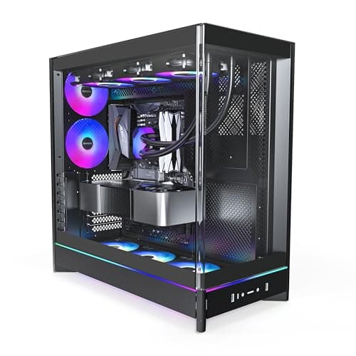 Image of MONTECH HS02 PRO, ATX Mid-Tower PC Case, Gaming PC, High-Airflow, Reversible Layout, Sturdy Curved Tempered Glass Front Panel, 5x ARGB PWM Fan Pre-Installed, Sink-in Design, Toolless Panels, Black, US