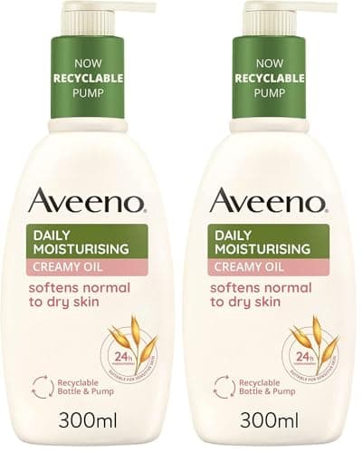 Image of Aveeno Daily Moisturising Creamy Oil | Softens and Smooths Skin | Body Cream for Normal to Dry Skin Care | Almond | 300 ml [Packaging may vary] (Pack of 2)