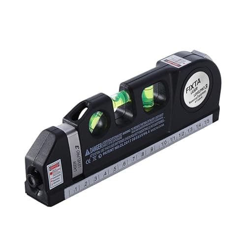 Image of Multipurpose Laser Level with 8ft Measuring Tape – 3-in-1 Horizontal Vertical Spirit Level, Ruler & Laser Beam Line Tool for Picture Hanging, TV Brackets, Carpentry, Bricklaying & DIY Projects