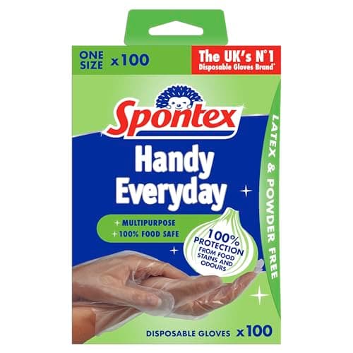 Image of Spontex 100 Handy Multipurpose Disposable Gloves | One Size | 100% Food Safe