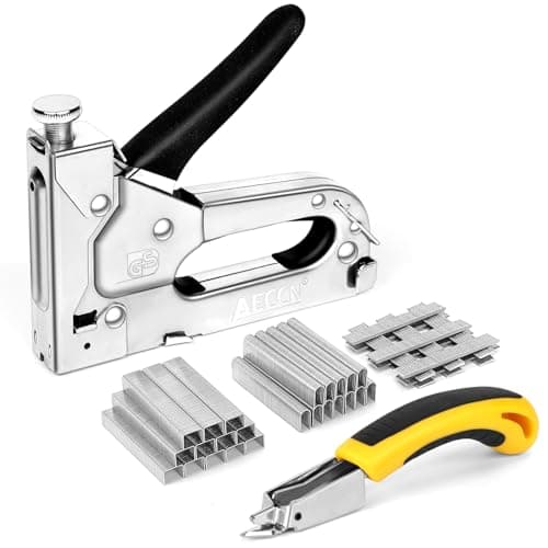 Image of AECCN Staple Gun with 2100 Staples - 3 in 1 Heavy Duty Staple Gun Kit with Remover, Durable Stainless Steel Upholstery Stapler for Fixing Material, Decoration DIY, Carpentry, Furniture