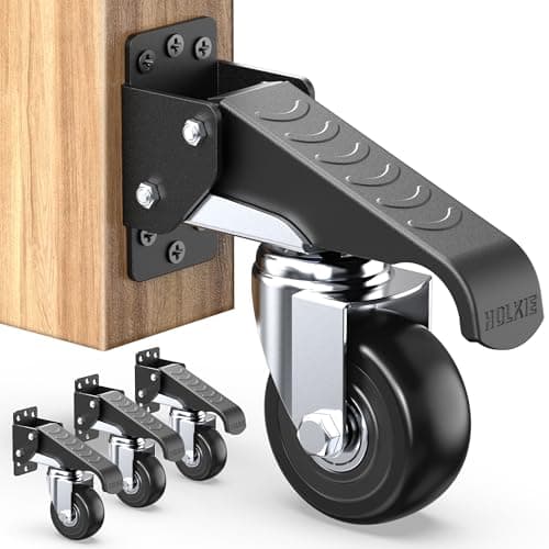 Image of HOLKIE Retractable Castors Heavy Duty Castors with Lifting and Lowering Function Maximum Load of 315 kg(4 casters) for Workbenches or other Equipment