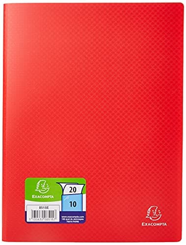 Image of Exacompta - Ref 8515E - Soft PP Display Book - Suitable for A4 Documents, Made from Polypropylene, Lightweight, 10 Pockets, 20 Viewing Pages - Red Cover