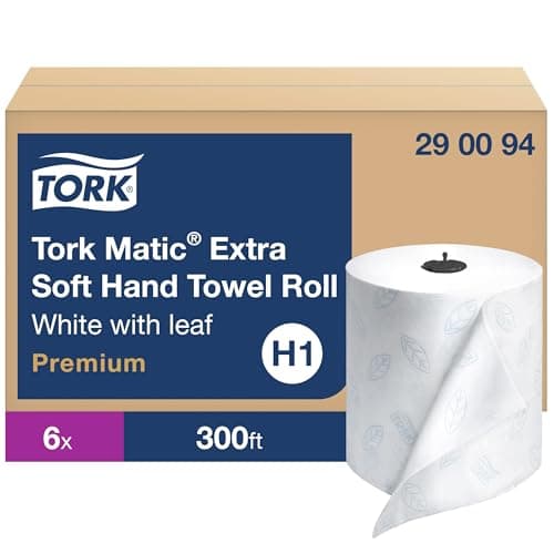 Image of Tork Premium Extra Soft Matic Paper Hand Towel Roll, 2-Ply, 7.7" Width x 300' Length, White (Case of 6 Rolls, 450 Sheets Each, 2,700 Feet Total)