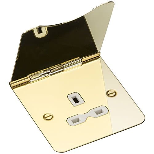 Image of Knightsbridge FP7UPBW 13 A 1G Unswitched Floor Socket, Polished Brass