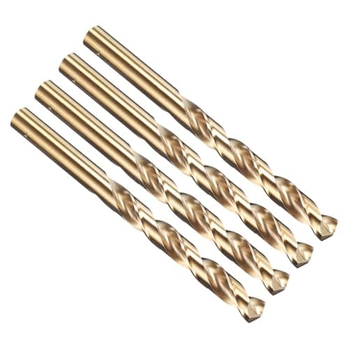 Image of PATIKIL 10mm Drill Bit, M35 Cobalt 5% High-Speed Steel Jobber Straight Shank 135° Gold Finish for Stainless Steel Hard Metal - 4 Pack