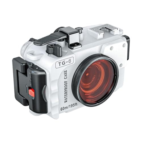 Image of YaelHelens Professional Underwater Camera Housing Case, 60M/195FT Waterproof Compatible with Olympus TG-6, Anti-Snow Shockproof Design, O-Ring Seal, PC Construction (White)