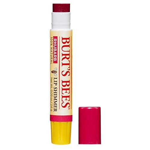 Image of Burt's Bees 100% Natural Moisturising Lip Shimmer, Rhubarb with Shea Butter, Beeswax and Vitamin E, 2.6g
