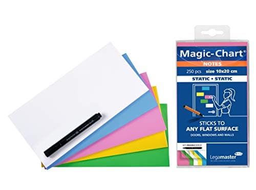 Image of Legamaster Magic-Chart Notes - static self-adhesive - white - 10x20cm - wipeable and rewritable - incl. 1 board marker - 250 sheets